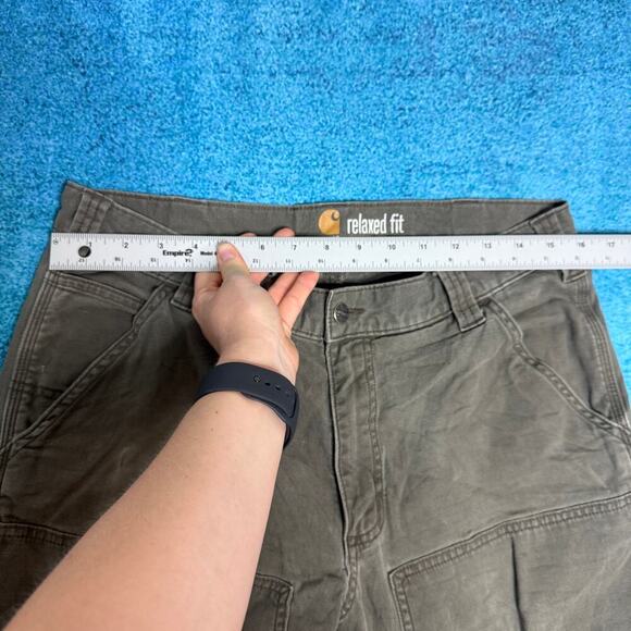 Carhartt Double Knee Carpenter Pants 33x34 Olive Green Distressed Y2K Workwear - Picture 4 of 16